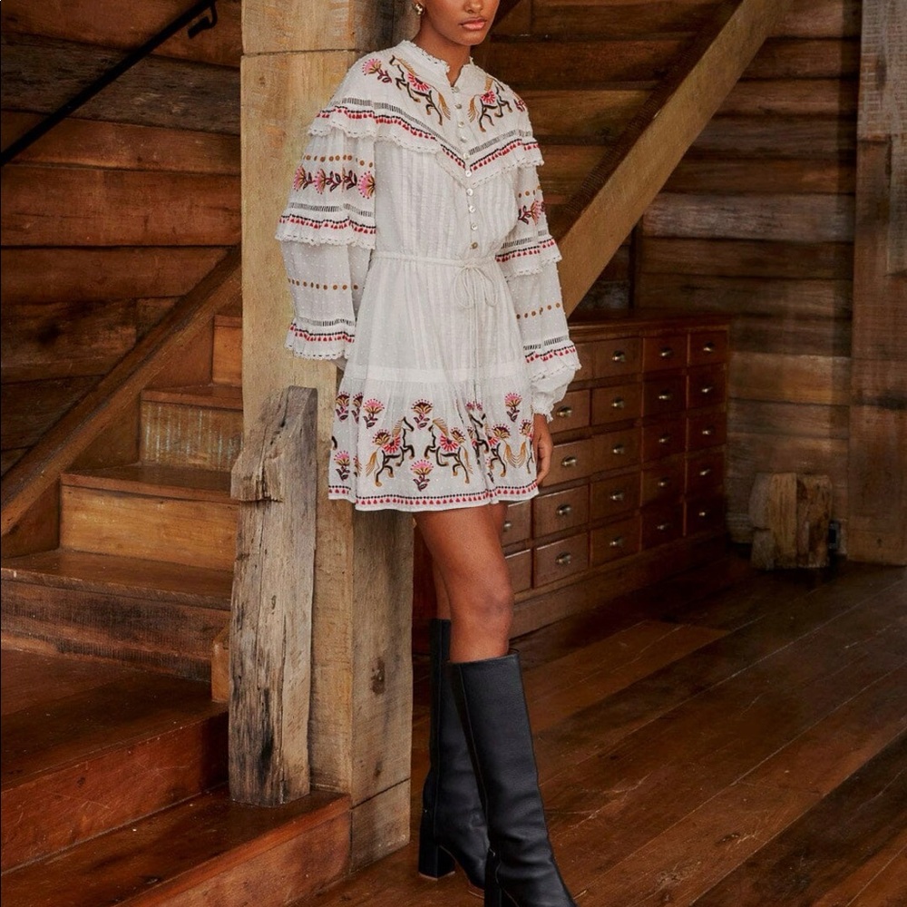 Farm Rio Off-White Embroidered Horses Mini